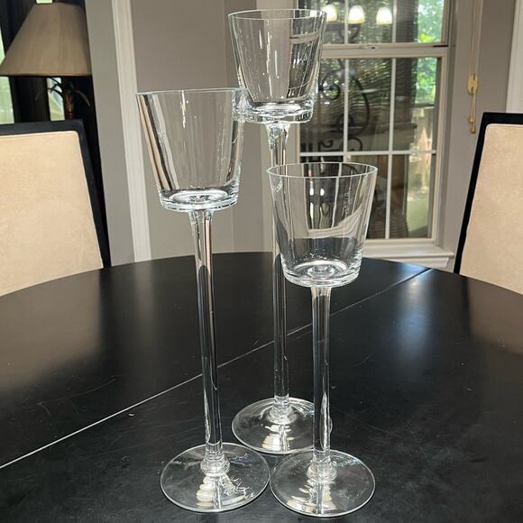 NEW Pottery Barn Glass Long Stem Classic Tealight Votive Candleholders Set … - Picture 3 of 14